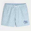 Mid-Thigh Seersucker Volley Swim Shorts