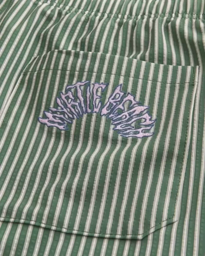 Mid-Thigh Seersucker Volley Swim Shorts