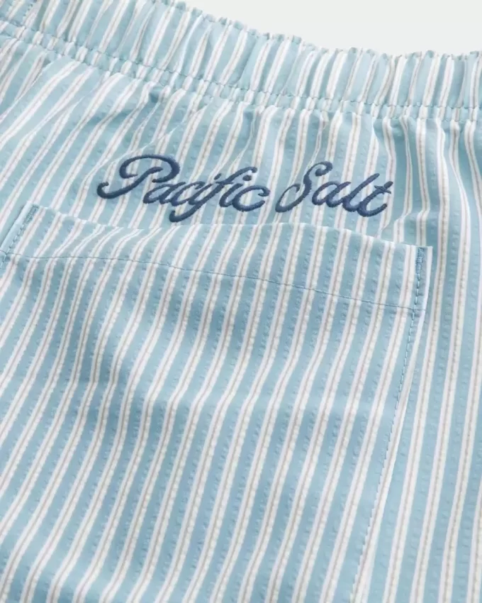 Mid-Thigh Seersucker Volley Swim Shorts