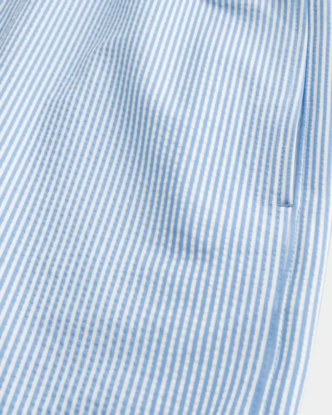 Mid-Thigh Seersucker Volley Swim Shorts