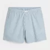 Mid-Thigh Seersucker Volley Swim Trunks