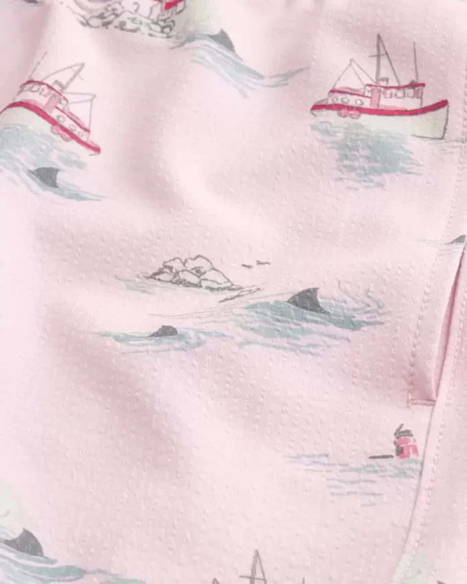 Mid-Thigh Seersucker Volley Swim Trunks