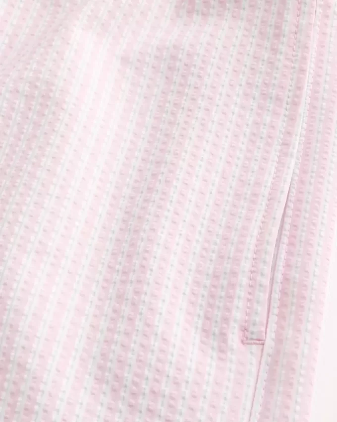 Mid-Thigh Seersucker Volley Swim Trunks