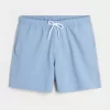 Mid-Thigh Seersucker Volley Swim Trunks