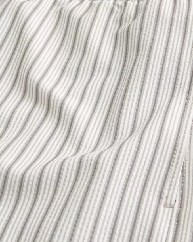 Mid-Thigh Seersucker Volley Swim Trunks