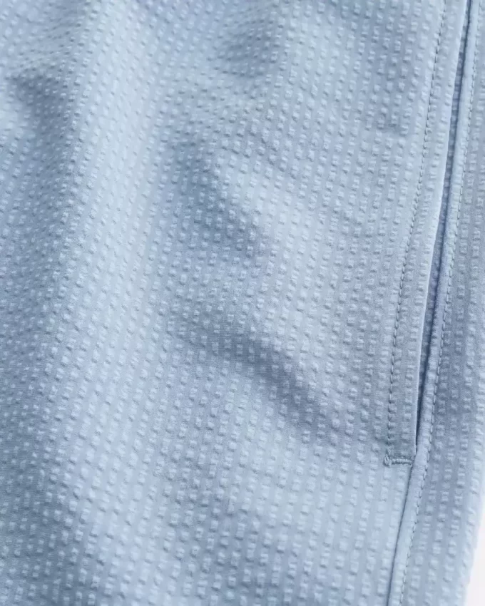 Mid-Thigh Seersucker Volley Swim Trunks