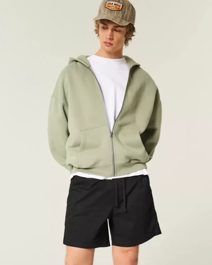 Mid-Thigh Twill Pull-On Shorts