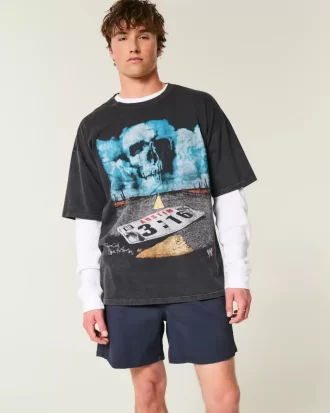 Mid-Thigh Twill Pull-On Shorts