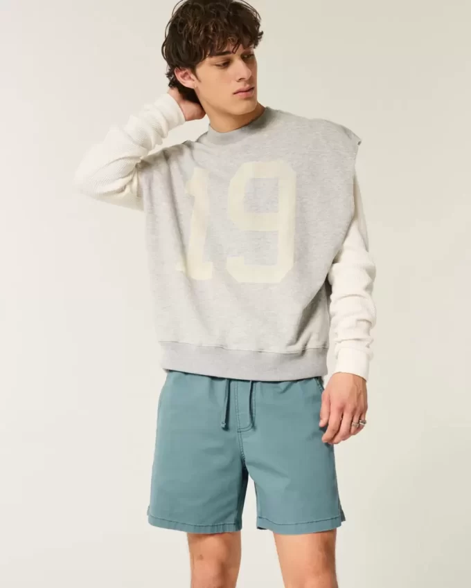 Mid-Thigh Twill Pull-On Shorts