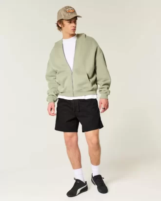 Mid-Thigh Twill Pull-On Shorts