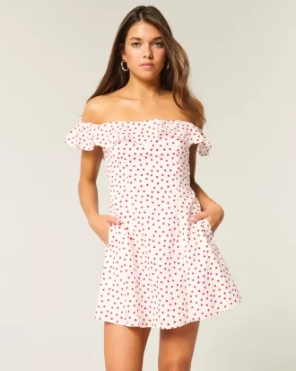 Off-the-Shoulder A-Line Ruffle Mini Dress