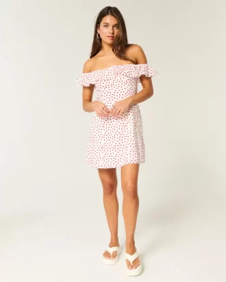 Off-the-Shoulder A-Line Ruffle Mini Dress