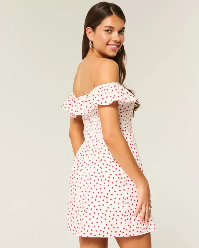 Off-the-Shoulder A-Line Ruffle Mini Dress