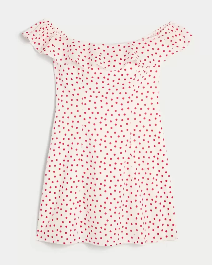 Off-the-Shoulder A-Line Ruffle Mini Dress