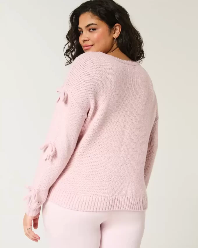 Off-the-Shoulder Bow Applique Sweater Off-the-Shoulder Bow Applique Sweater