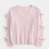 Off-the-Shoulder Bow Applique Sweater Off-the-Shoulder Bow Applique Sweater