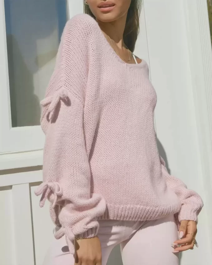 Off-the-Shoulder Bow Applique Sweater Off-the-Shoulder Bow Applique Sweater