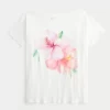Off-the-Shoulder Hibiscus Graphic Tee