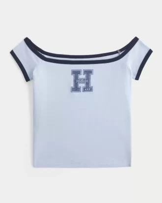 Off-the-Shoulder Logo Graphic Tee