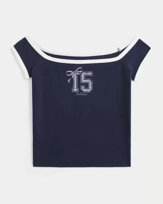 Off-the-Shoulder Logo Graphic Tee Off-the-Shoulder Logo Graphic Tee