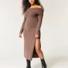 Off-the-Shoulder Midi Sweater Dress