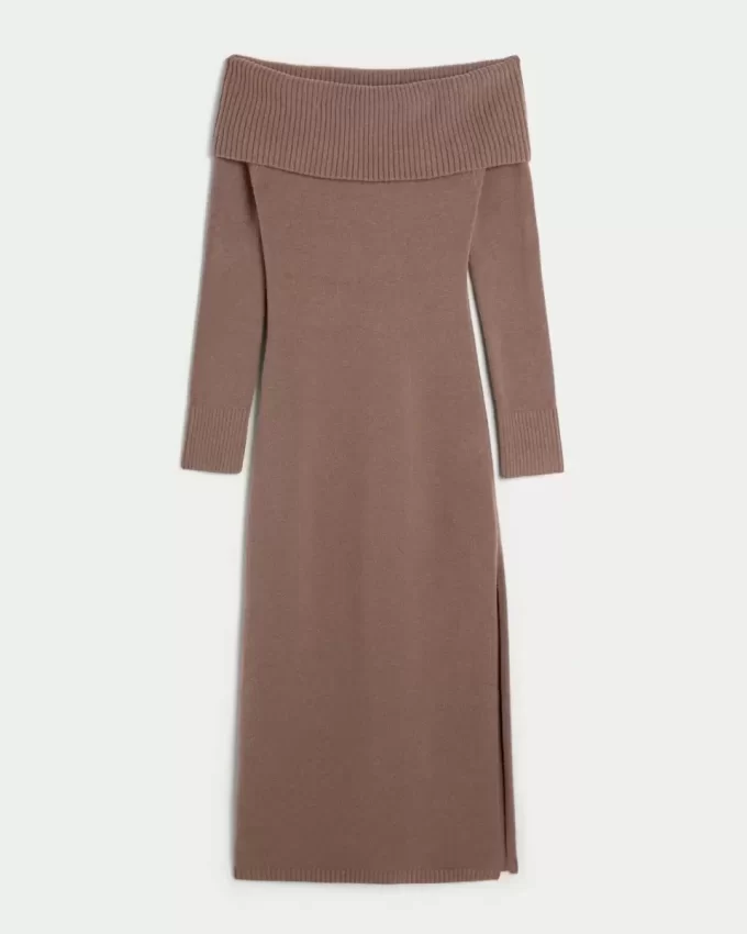 Off-the-Shoulder Midi Sweater Dress