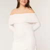 Off-the-Shoulder Skater Sweater Dress