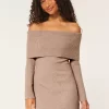 Off-the-Shoulder Skater Sweater Dress