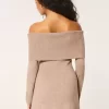 Off-the-Shoulder Skater Sweater Dress