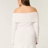 Off-the-Shoulder Skater Sweater Dress