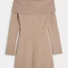 Off-the-Shoulder Skater Sweater Dress