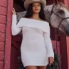 Off-the-Shoulder Skater Sweater Dress