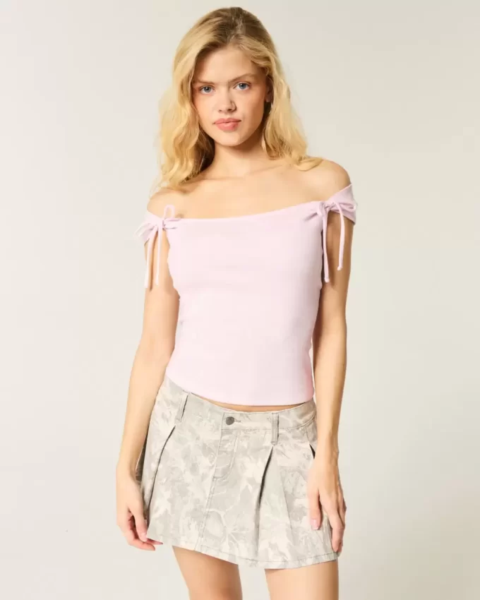 Off-the-Shoulder Tie Sleeve Top Off-the-Shoulder Tie Sleeve Top