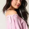 Off-the-Shoulder Tie Sweatshirt Off-the-Shoulder Tie Sweatshirt