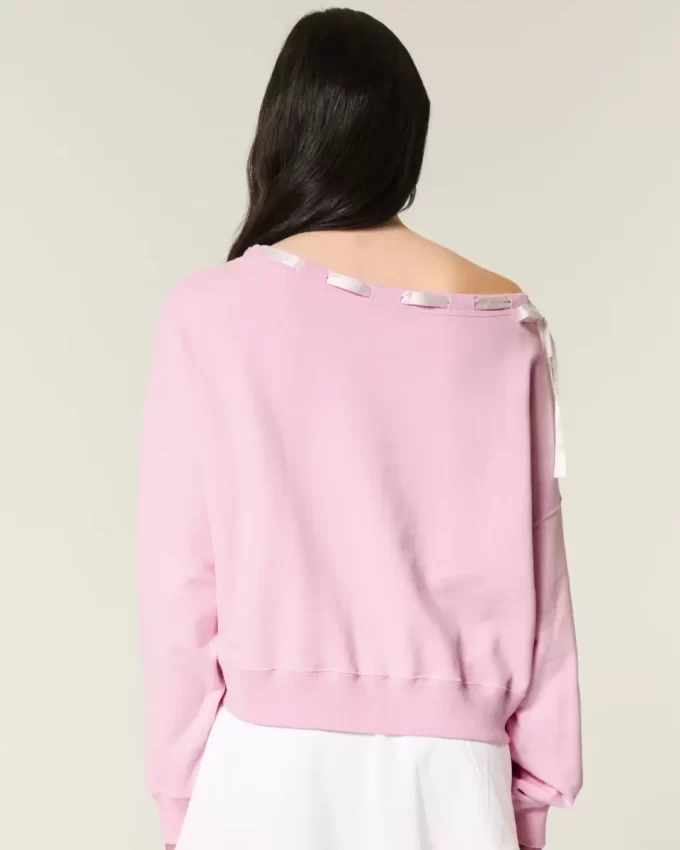 Off-the-Shoulder Tie Sweatshirt Off-the-Shoulder Tie Sweatshirt