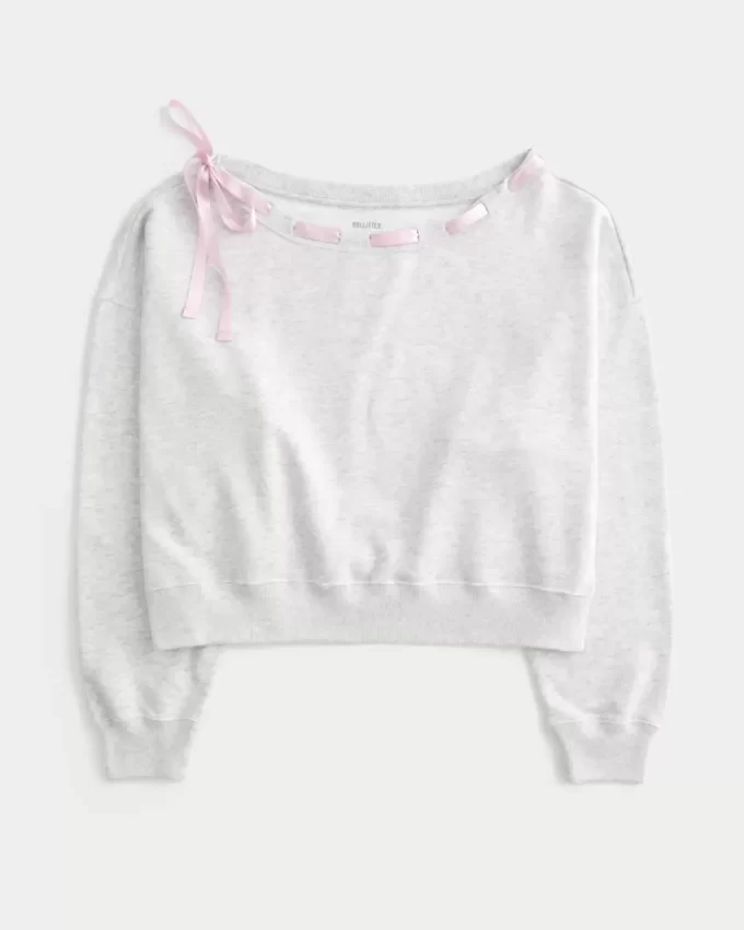 Off-the-Shoulder Tie Sweatshirt Off-the-Shoulder Tie Sweatshirt