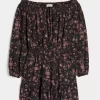 On/Off-the-Shoulder Woven Dress