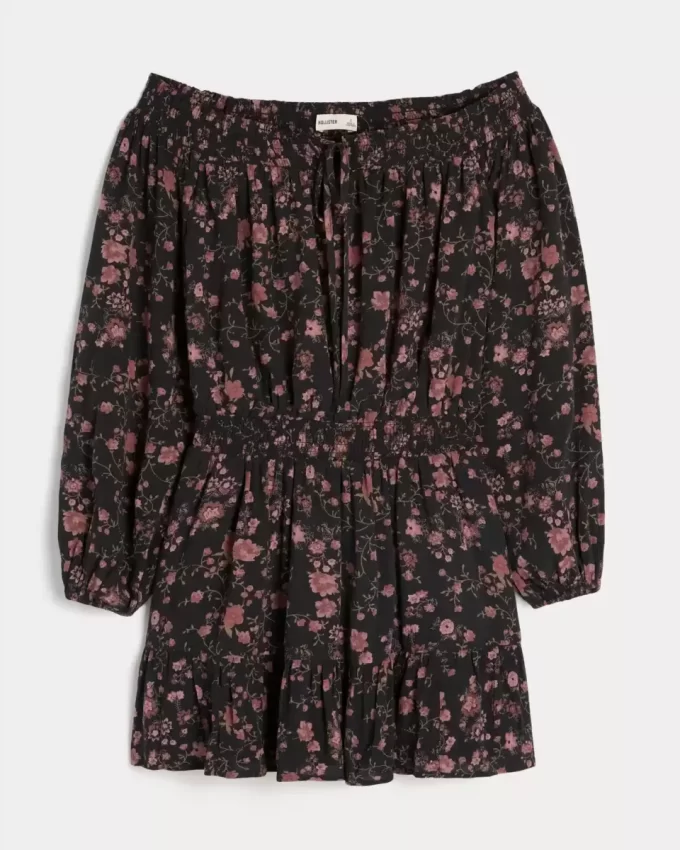 On/Off-the-Shoulder Woven Dress
