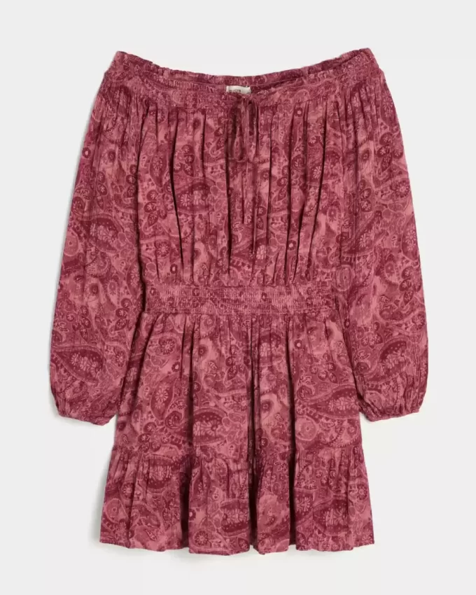On/Off-the-Shoulder Woven Dress