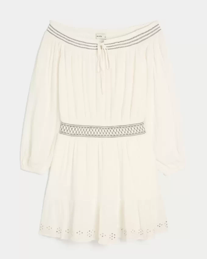 On/Off-the-Shoulder Woven Dress