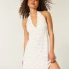 Open-Back Crepe Halter Dress