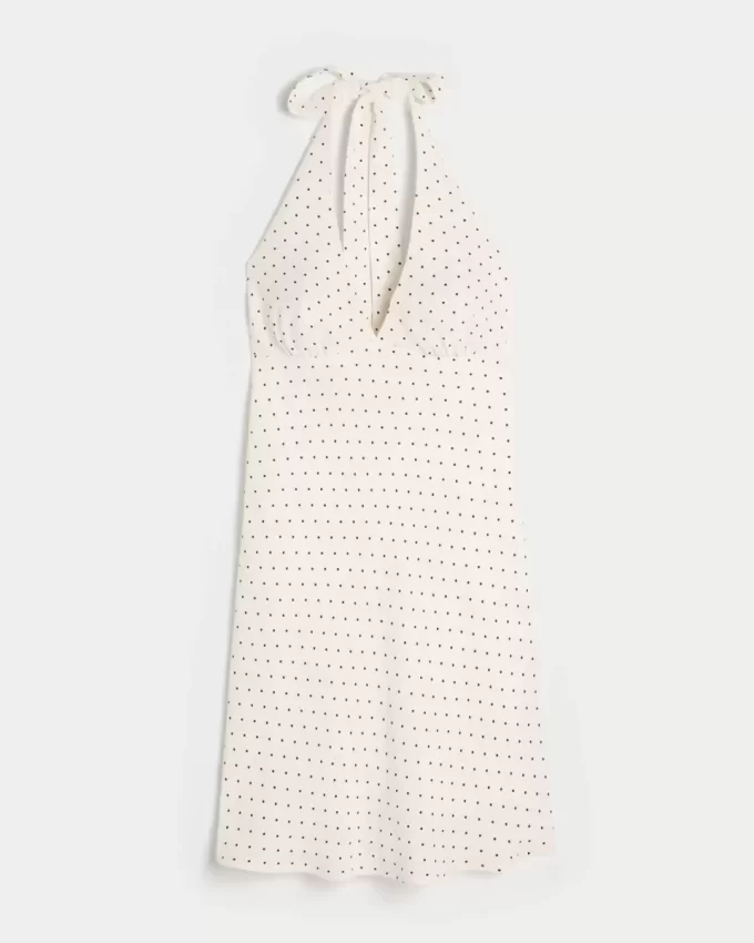 Open-Back Crepe Halter Dress