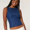 Open-Back Denim Blouse