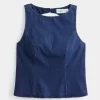 Open-Back Denim Blouse