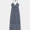 Open Back Halter Maxi Dress