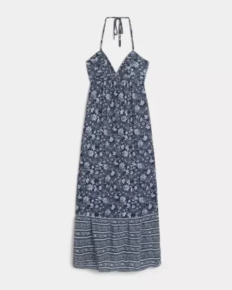 Open Back Halter Maxi Dress
