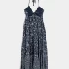 Open Back Halter Maxi Dress