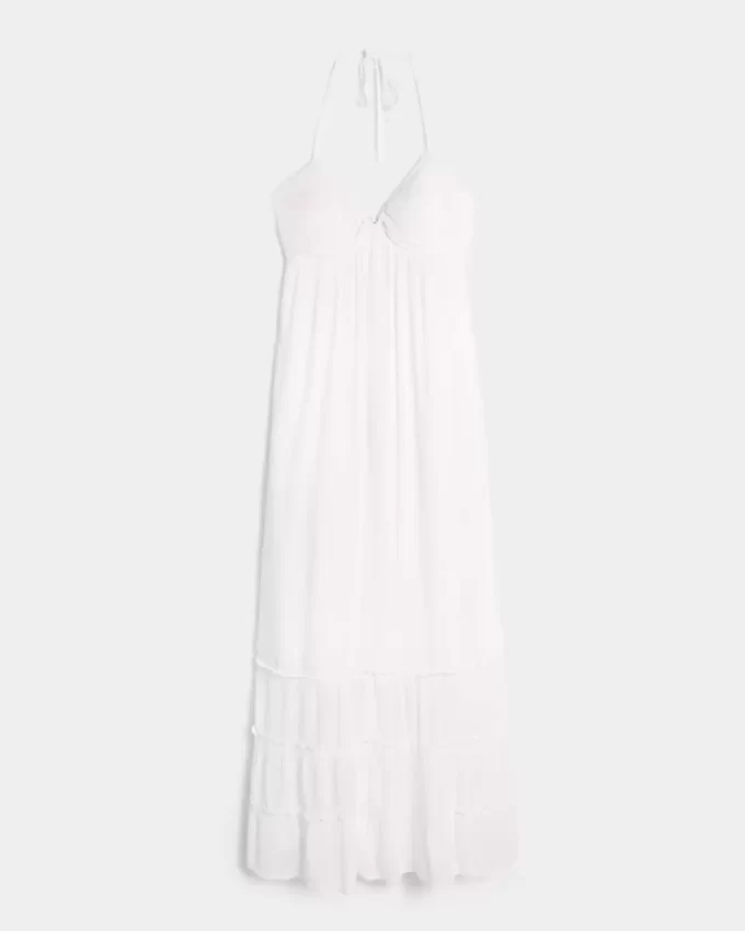 Open Back Halter Maxi Dress