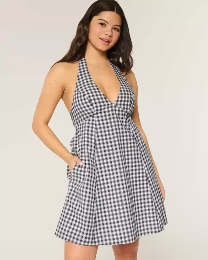 Open Back Halter Mini Dress