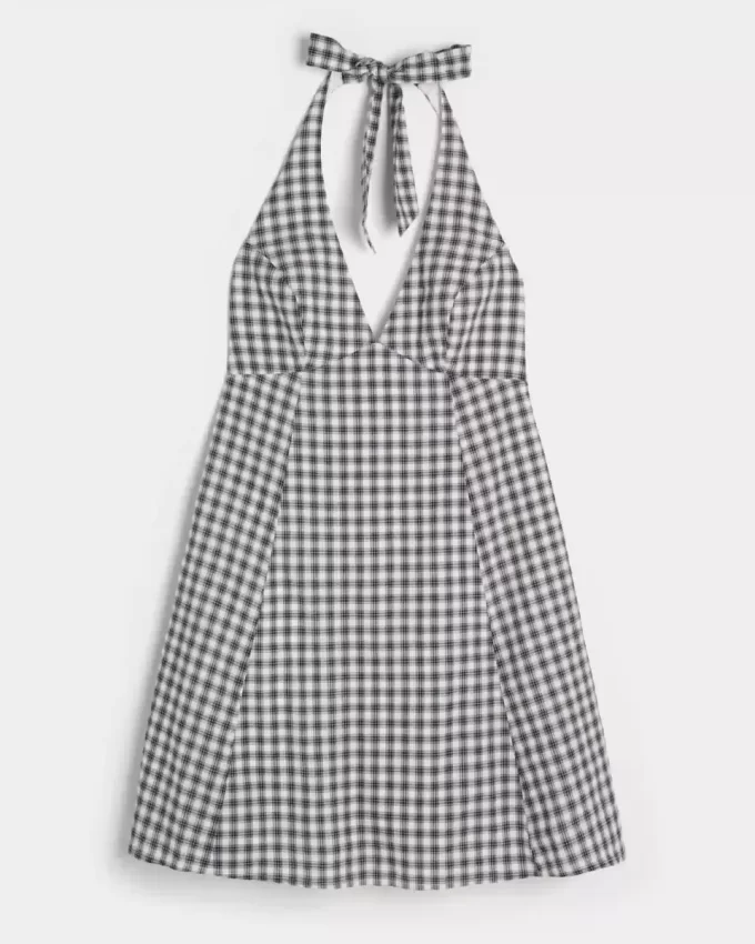 Open Back Halter Mini Dress